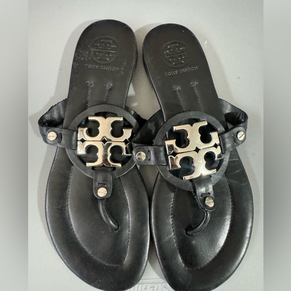 Tory Burch miller metal logo sandals size 6.5 women